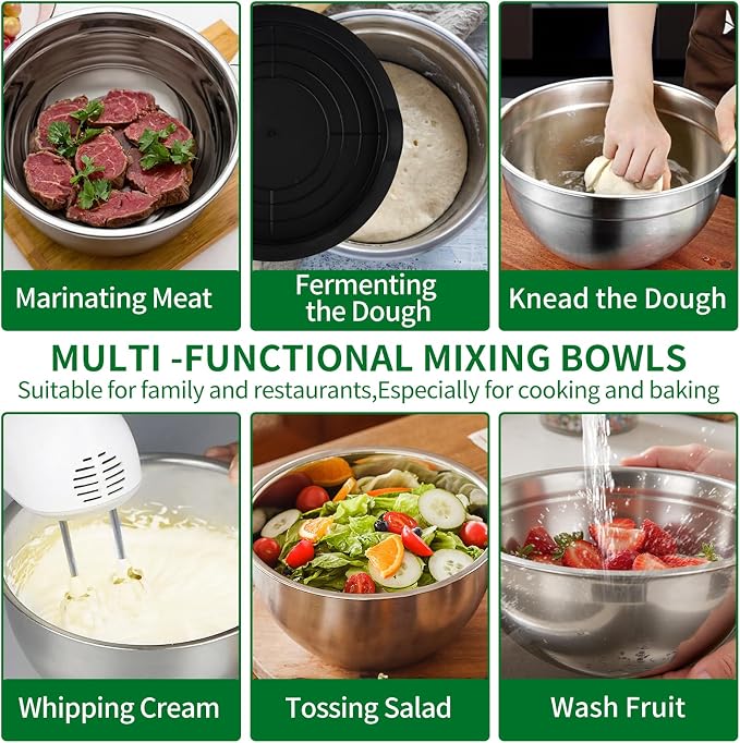 WEPSEN Mixing Bowls Set, Large Nesting Bowls 7, Measuring Cups and Spoons - Image 8