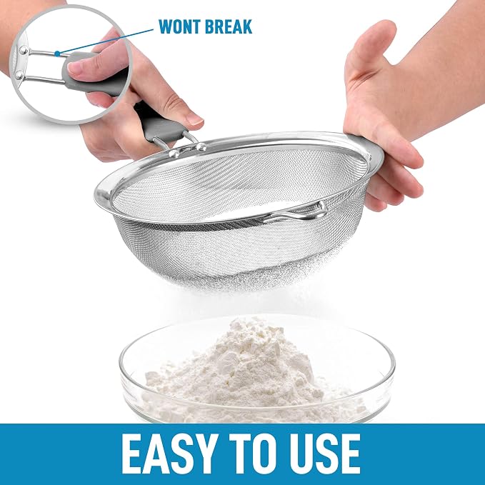 Zulay Kitchen Premium Stainless Steel Fine Mesh Strainer Set - Image 6
