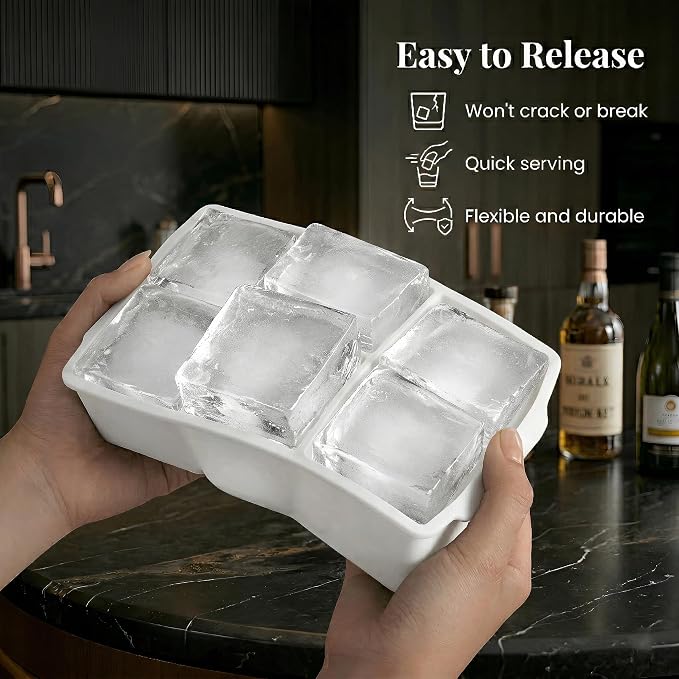 KitchFort Large Silicone Ice Cube Tray, Easy Release 2" Big Ice Cubes - Image 3