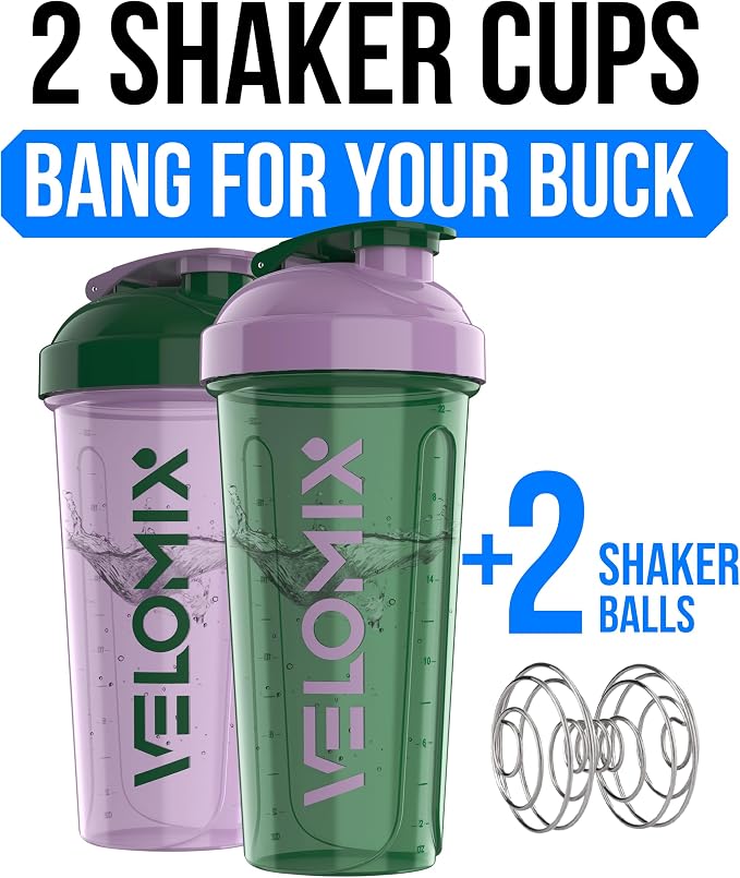 VELOMIX -2 Pack- 28 oz Protein Shaker Bottles - Image 2
