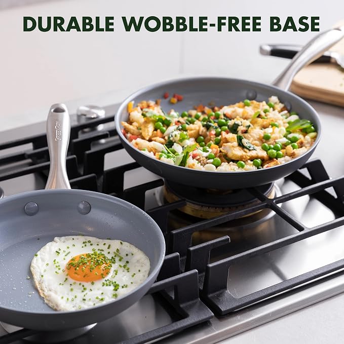 GreenPan Lima Hard Anodized 8" 10" & 12" Frying Pan Skillet Set, Ceramic - Image 7