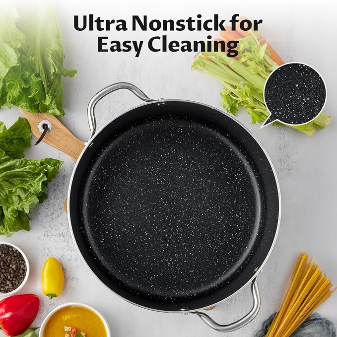 BEZIA 6 Quart Cooking Pot, Non Stick Induction Stock Pots - Image 3
