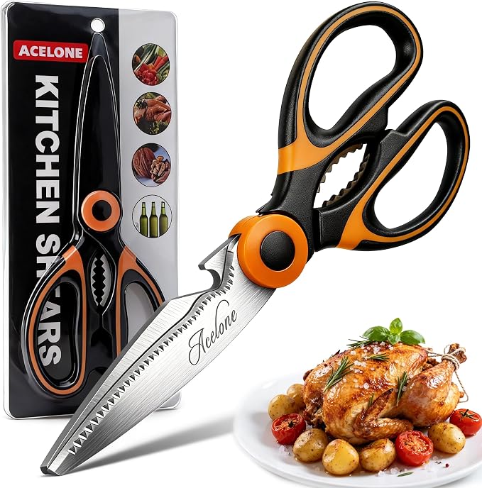 Acelone Kitchen Shears, Premium Heavy Duty Shears Ultra Sharp Stainless Steel by Acelone