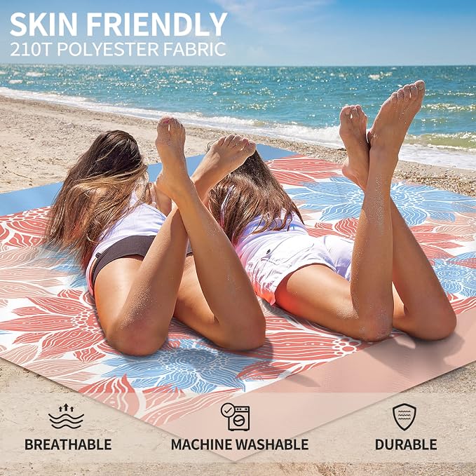 HIHOHO Beach Blanket Waterproof Sandproof Extra Large Beach Mat 79" X - Image 4