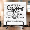 Coffee Bar Sign, Love is Brewing Farmhouse Tabletop Decor, Coffee and Tea Lover by TIRYWT