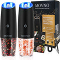 Gravity Electric Salt and Pepper Grinder Set, Battery Powered LED Light One by MOVNO