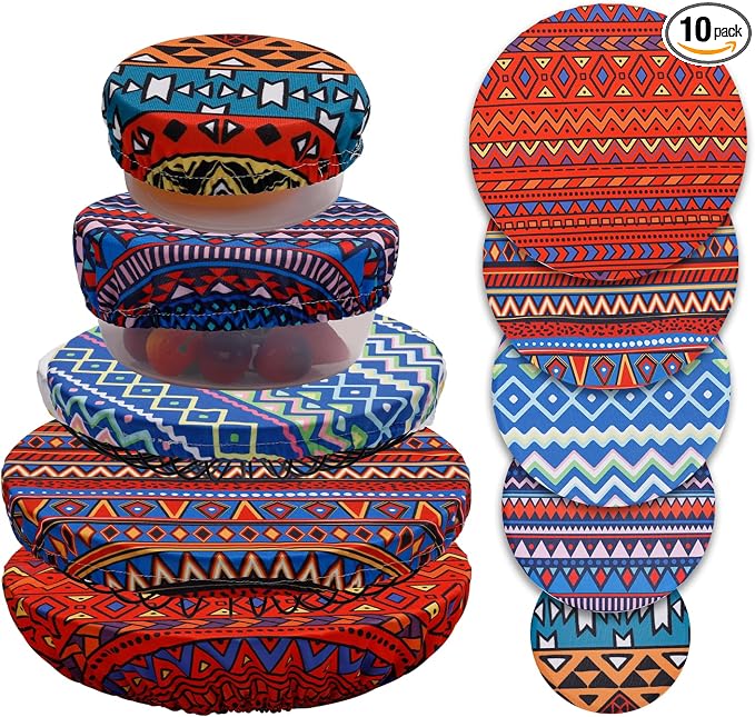10Pcs Reusable Bowl Covers in 5 Sizes by CGFOXUO