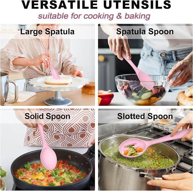 TeamFar Silicone Cooking Utensil Set of 7, Kitchen Nonstick Tools Turner Spoon - Image 7