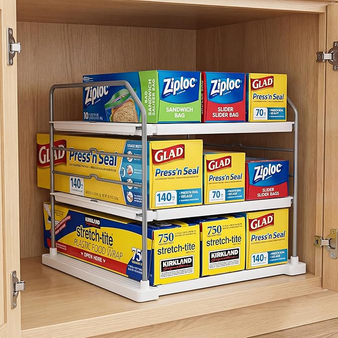 EVERIE Extendable 3-Tier Kitchen Cabinet & Pantry Organizer - Image 2
