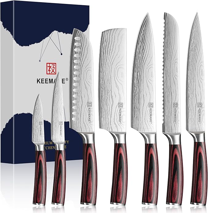 KEEMAKE Kitchen Knife Set, Ultra Sharp Chef Knife Set 7-Piece, High Carbon by KEEMAKE
