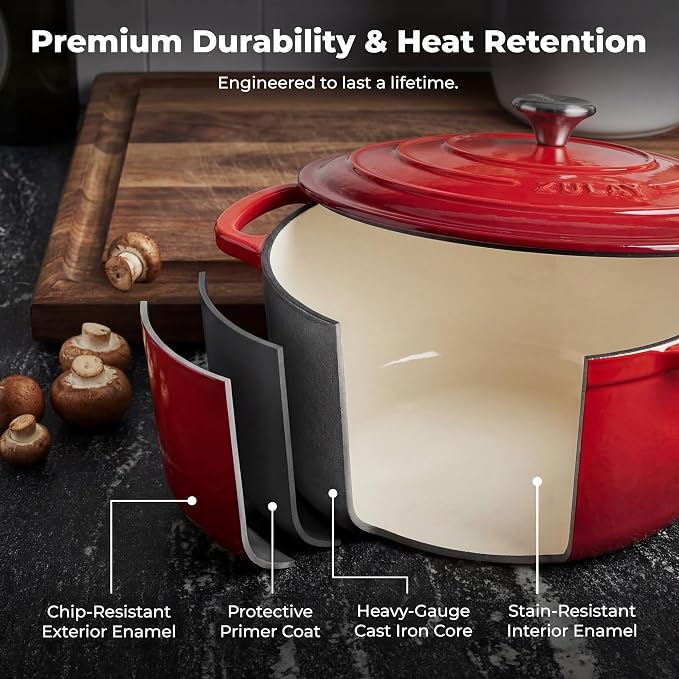 Zulay Kitchen 5 Quart Enameled Cast Iron Dutch Oven Pot - Image 5