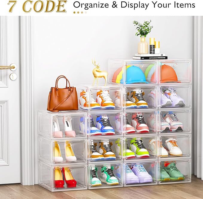 7 code Large Clear Shoe Boxes Organizer【Thicker Material】 Stronger Shoe Box - Image 5