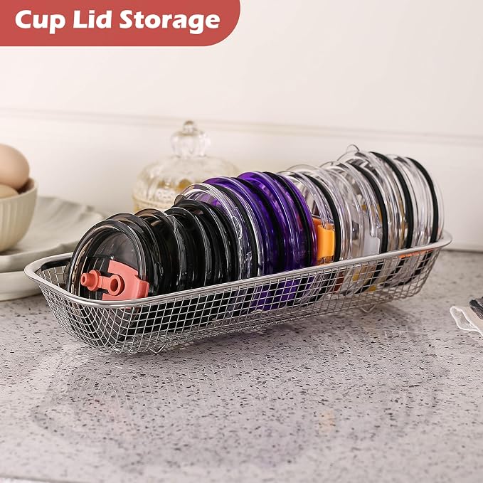 4Pack Stainless Steel Tumbler Cup Lid Organizer Inside Cabinet, Mason Jar Lid - Image 2