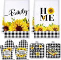 Leinuosen 6 Plaid Sunflower Kitchen Towels Kitchen Decor and Accessories Set by Leinuosen