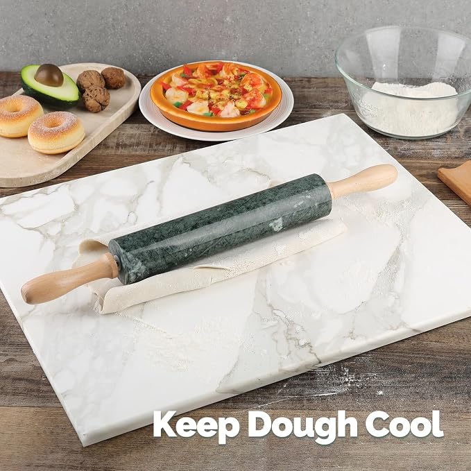 Koville Indian Natural Marble Rolling Pin, Non-Stick Polished Dough Roller - Image 7