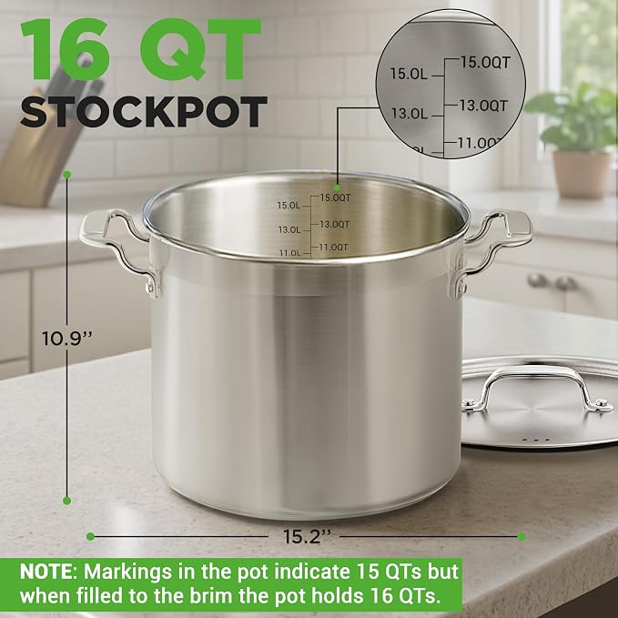 NutriChef 16-Quart Stainless Steel Stockpot - Image 2