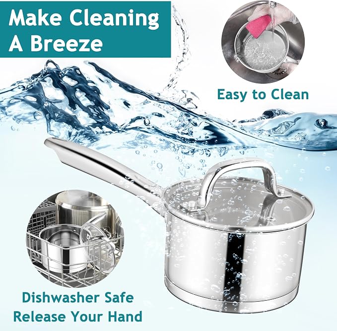 E-far Stainless Steel Saucepan - 1QT & 2QT - Image 7