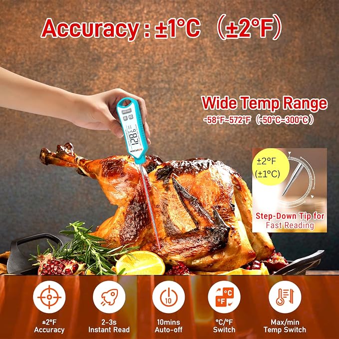 Meat Thermometer Digital, Instant Read Food Thermometer – Waterproof Nonslip - Image 5