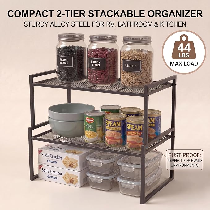 Set of 2 Cabinet Organizers 12.6''W 44 LBS Load Capacity Heavy Duty Kitchen - Image 5