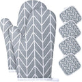 AUAUY Oven Mitts and Pot Holders 6PCS Set, 392°F Heat Resistant Cooking Gloves by AUAUY