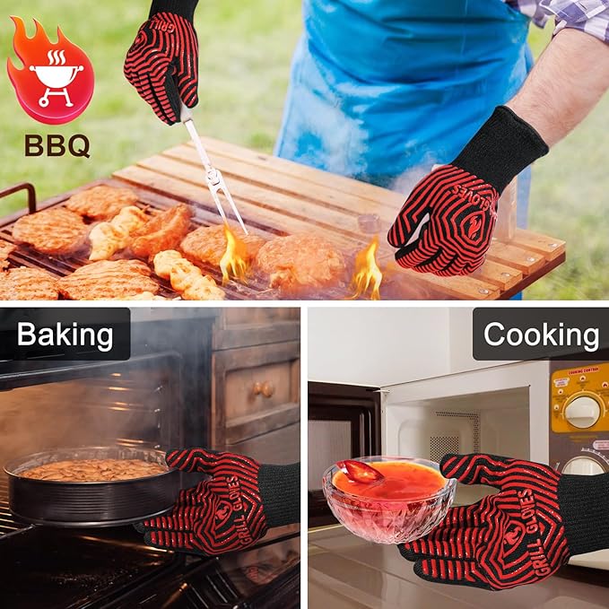 BBQ Gloves, BBQ Accessories 1472℉ Extreme Heat Resistant, Grilling Gloves - Image 2