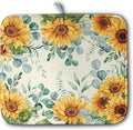 Sunflowers Dish Drying Mat for Kitchen Counter Yellow Flower Green Leaves Dish by Kwlegh