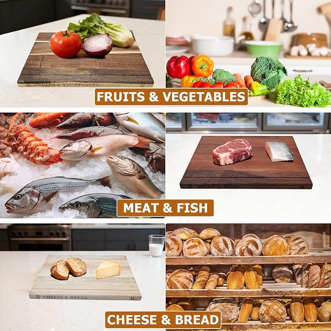Acacia Wood Cutting Board Book Set, 3-Piece Decorative Chopping Boards - Image 3