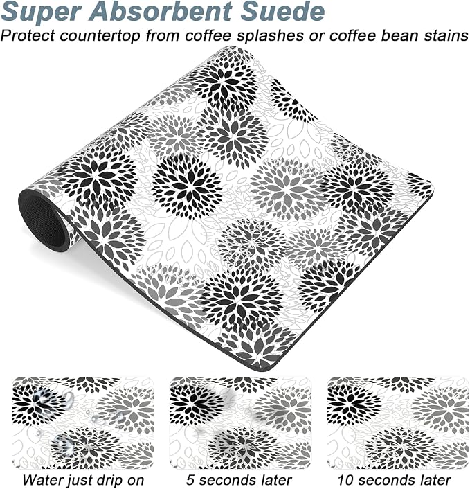 Rnivvi Coffee Mat, Hide Stain Rubber Backed Absorbent Dish Drying Pad - Image 3