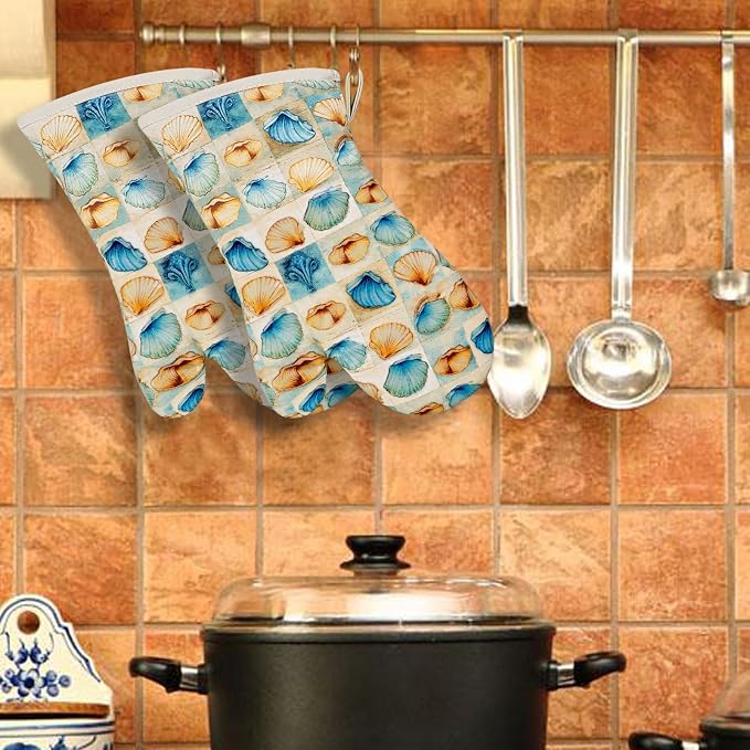Oven Mitts Gloves 1 Pair Heat Resistant 480 ℉ Non Slip Clear Silicone Printed - Image 7