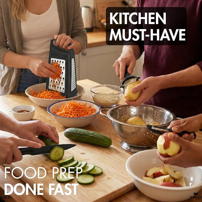 Hakan Grater, Chop and Peel Set | Handheld 3-Sided Grater - Image 6