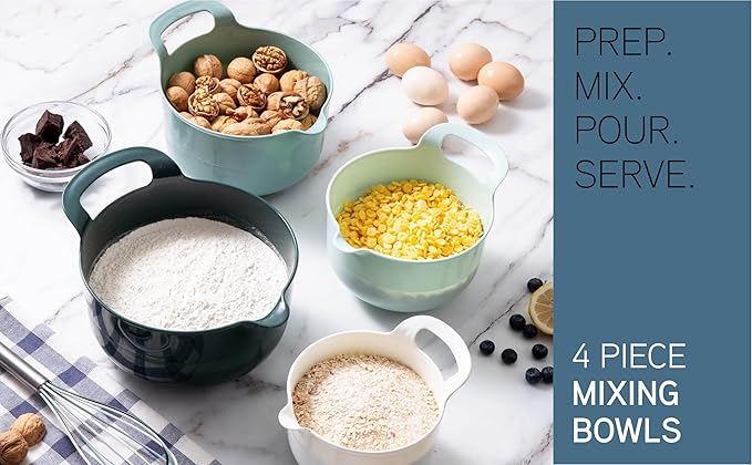 COOK WITH COLOR Nesting Plastic Mixing Bowl Set with Pour Spouts and Handles - Image 4
