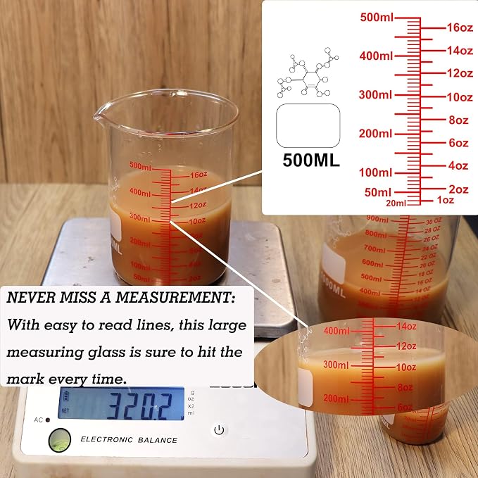 3 Piece High Borosilicate Glasss Liquid Measuring Cups, Includes 150ml - Image 6