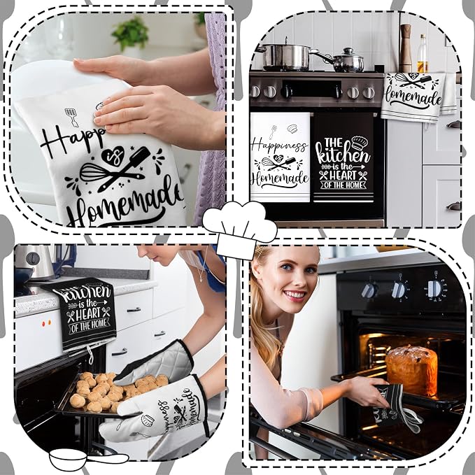 Sratte 6 Pcs Kitchen Decor Accessories Set Farmhouse Towels Pot Holders Oven - Image 4