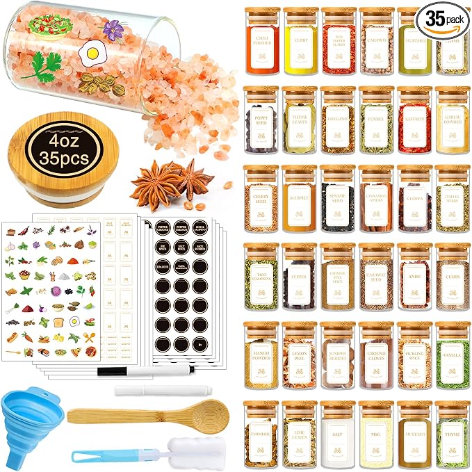 BGraceyy Spice Jars with Labels, Minimalist Stackable Airtight Spice Containers by BGraceyyMoments