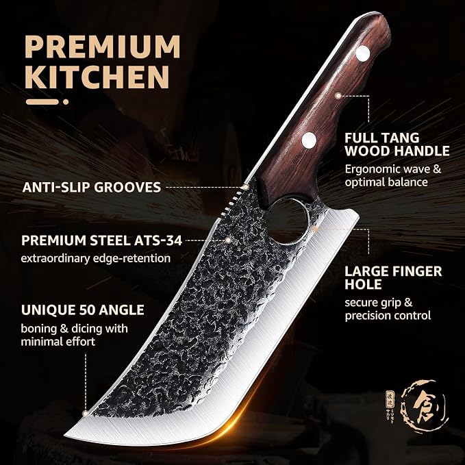 DRGSKL Hand Forged Meat Cleaver Knife Fathers Butcher Knives - Image 3