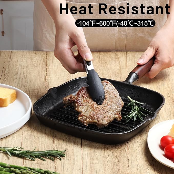 Hotec 7-Inch Mini Silicone Kitchen Tongs, Heat Resistant Non-Stick Small - Image 2
