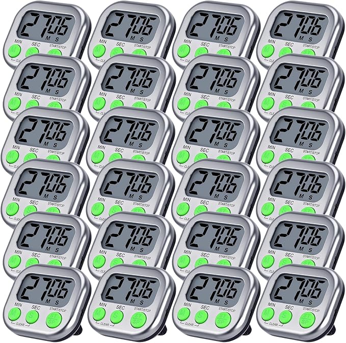 Leumoi 24 Pcs Digital Kitchen Timers Magnetic Back Timers Bulk Large Screen by Leumoi
