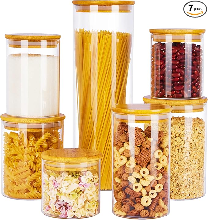 Vtopmart Glass Food Storage Jars, 7 Pack Kitchen Containers by Vtopmart