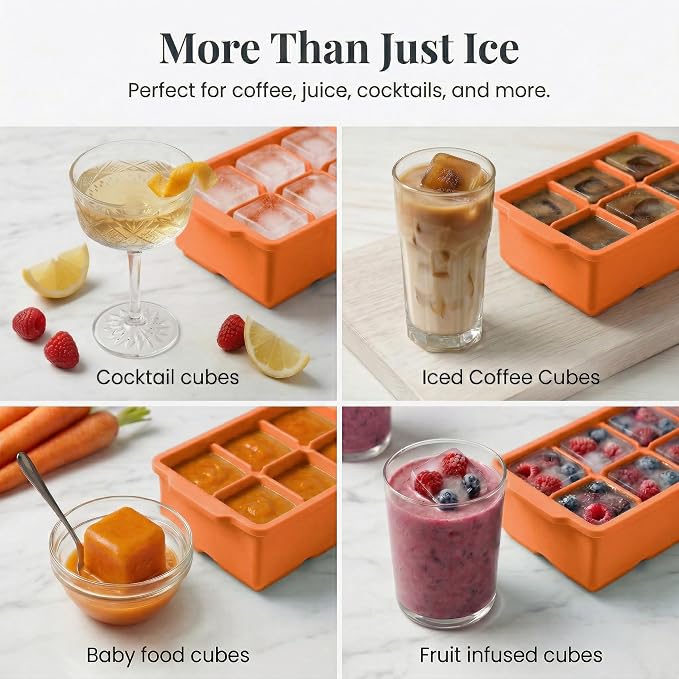 KitchFort Large Silicone Ice Cube Tray, Easy Release 2" Big Ice Cubes - Image 7