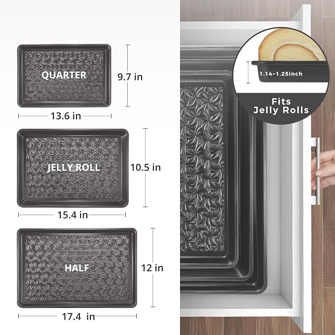 HONGBAKE Nonstick Baking Sheet Pan Set of 3, Cookie Sheets - Image 8