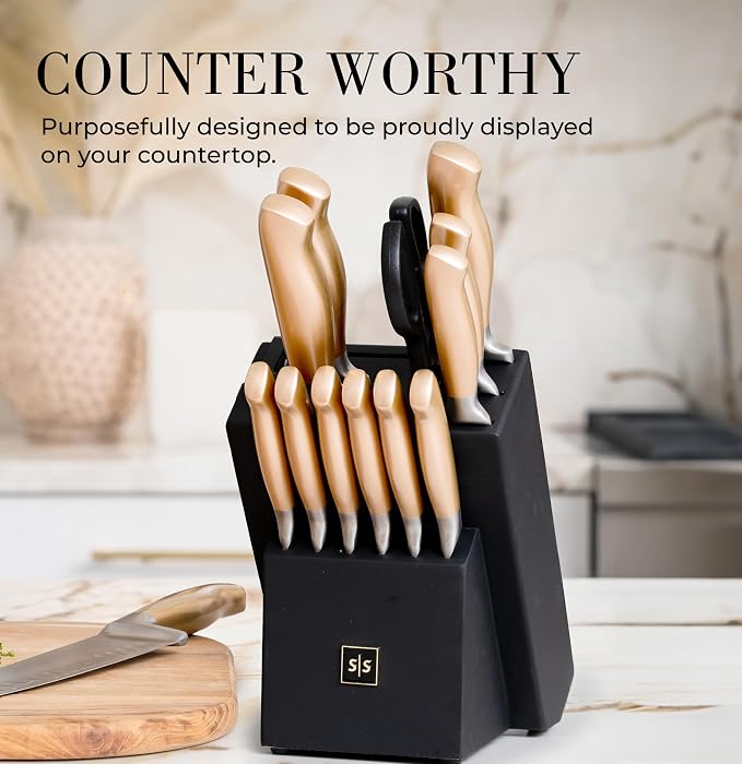 Black and Gold Knife Set for Kitchen - Image 4