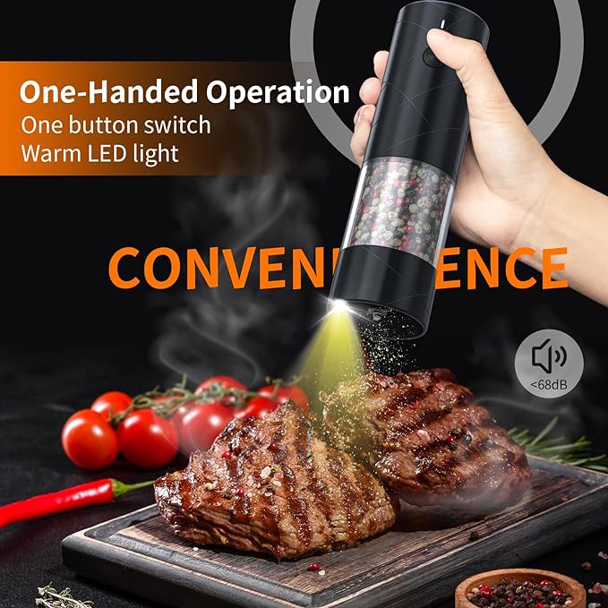 2Pack Electric Salt and Pepper Grinder Set USB Rechargeable - Image 2