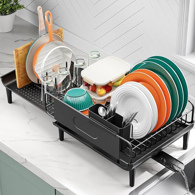 Large Extendable Dish Drying Rack, 16.93" to 26.57" Expandable Dish Rack by Urackify