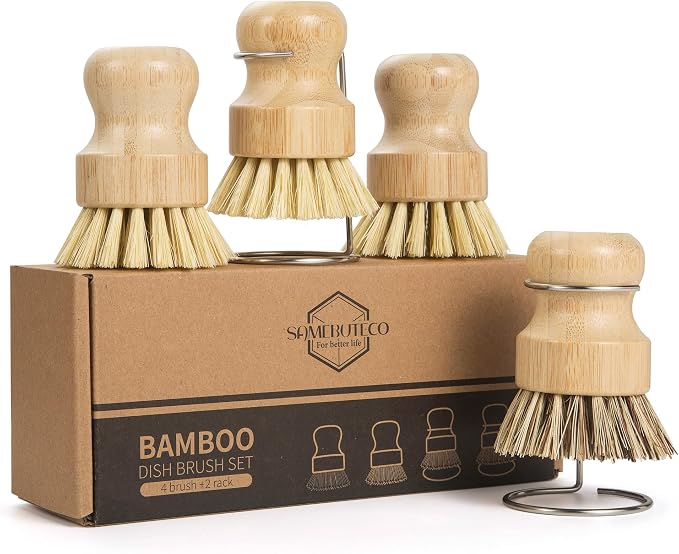SAMEBUTECO 6-Piece Bamboo Dish Brush Set by HOME