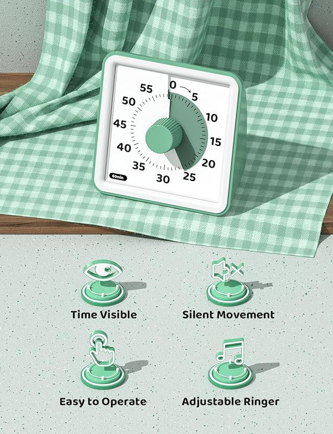 LIORQUE Visual Timer for Kids, 60-Minute Countdown Timers for Classroom Office - Image 6