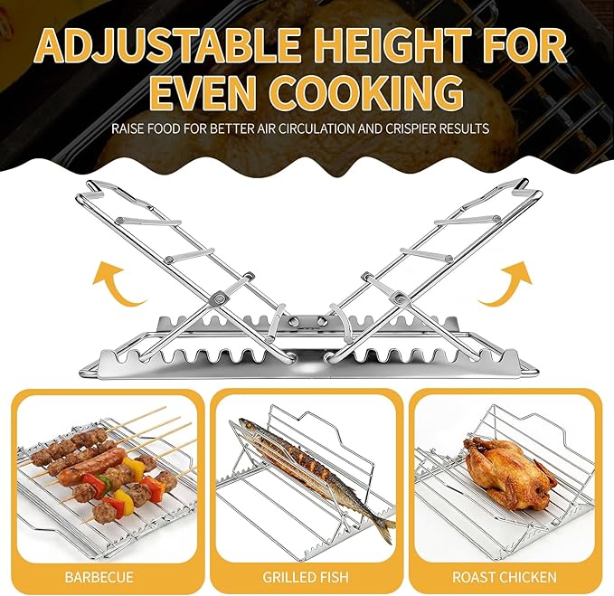Roasting Rack for 9x13 Inch Pan, Adjustable Turkey Rack for Roasting Pan - Image 4
