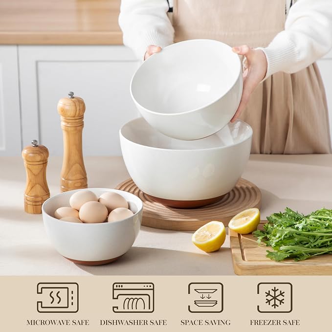 MALACASA Ceramic Mixing Bowls, Large Serving Bowls - Image 4