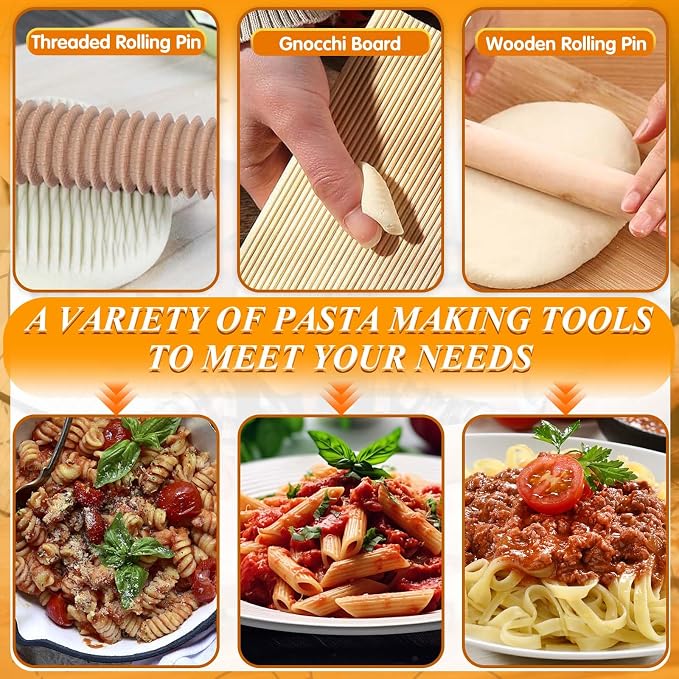 Pasta Making Tools, 10 Piece Wood Pasta Making Kit - Image 3
