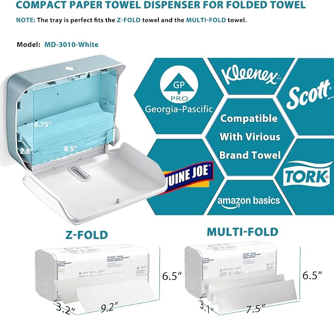 Paper Towel Dispenser Wall Mount: No Drill Adhesive Z-fold Multifold Paper - Image 4