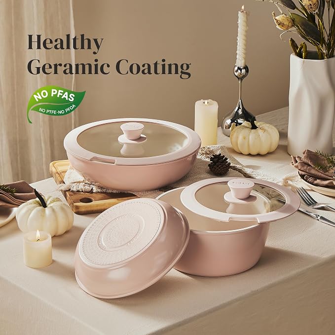 Redchef Ceramic Cookware Set, Removable Handle Pots and Pans Non-Stick - Image 5